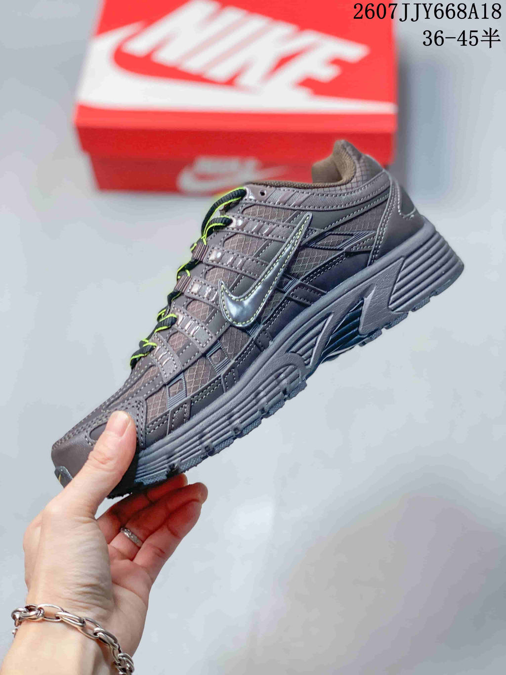 Nike P-6000 Sneakers Dark Gray Neon Green