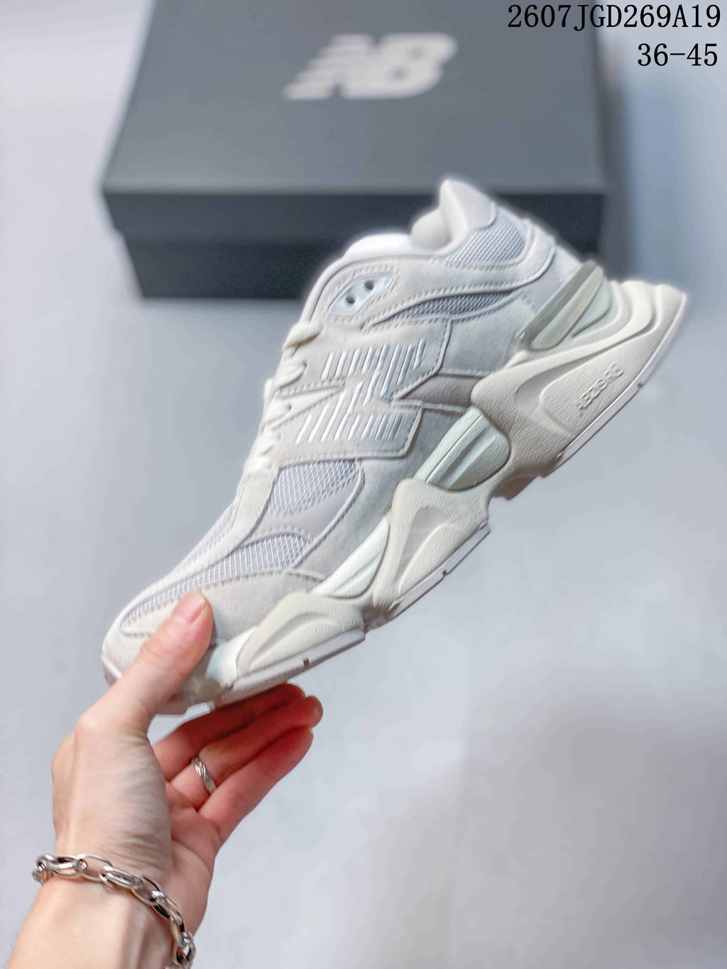 New Balance 9060 Sneakers White with Mint Accents