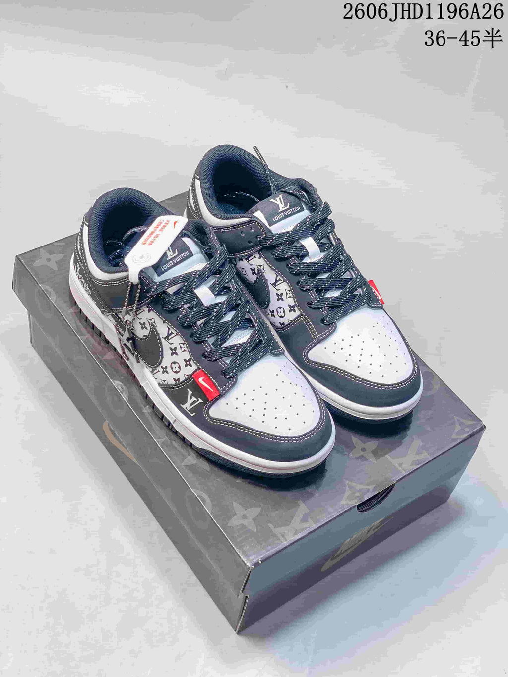 Nike SB Dunk Low LV-Print Grey and White Sneakers CS1688
