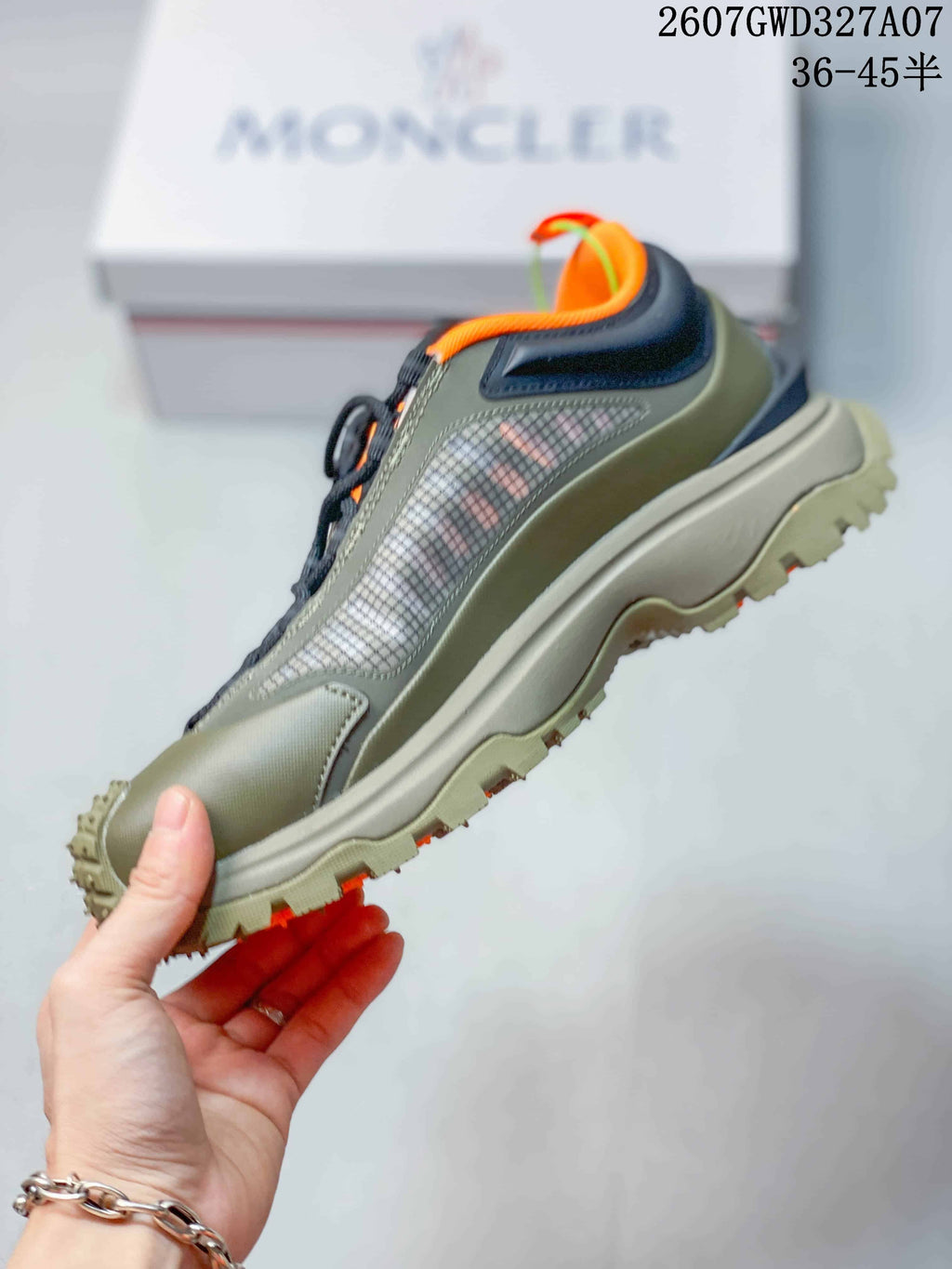Moncler Grenoble Trailgrip Lite2 Sneakers Olive Orange 2607GWD327A07