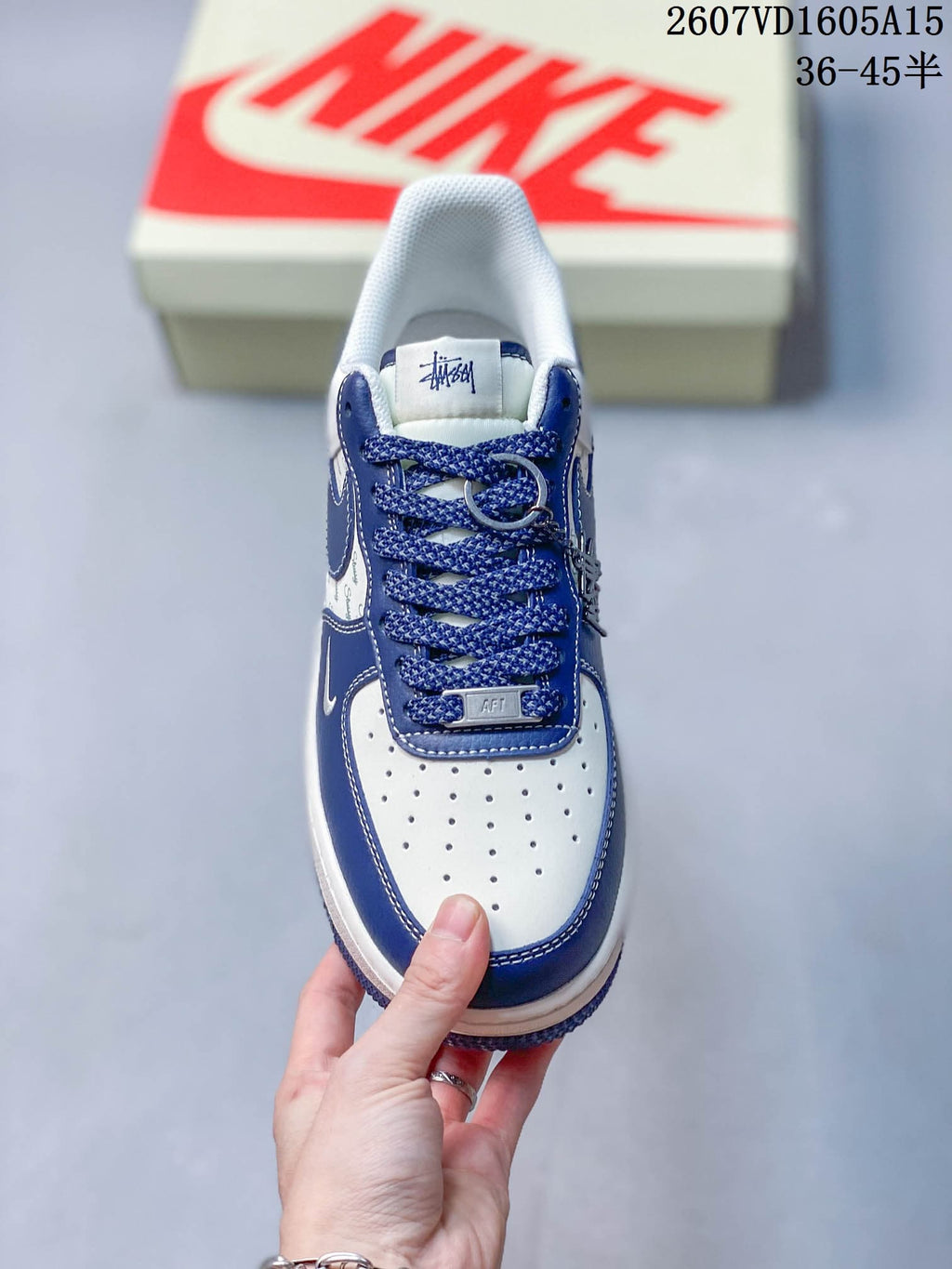Nike Air Force 1 Blue White Stüssy-Style Sneakers 2607VD1605A15