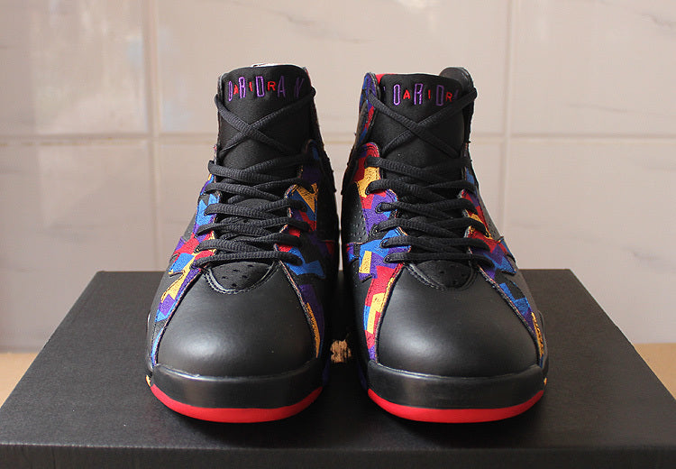Air Jordan 7 Retro Black Colorful High-Top Sneakers