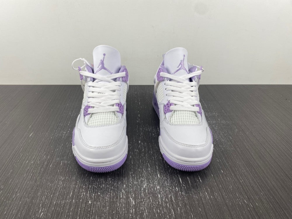 Air Jordan 4 Retro White and Purple Sneakers CT8527-115