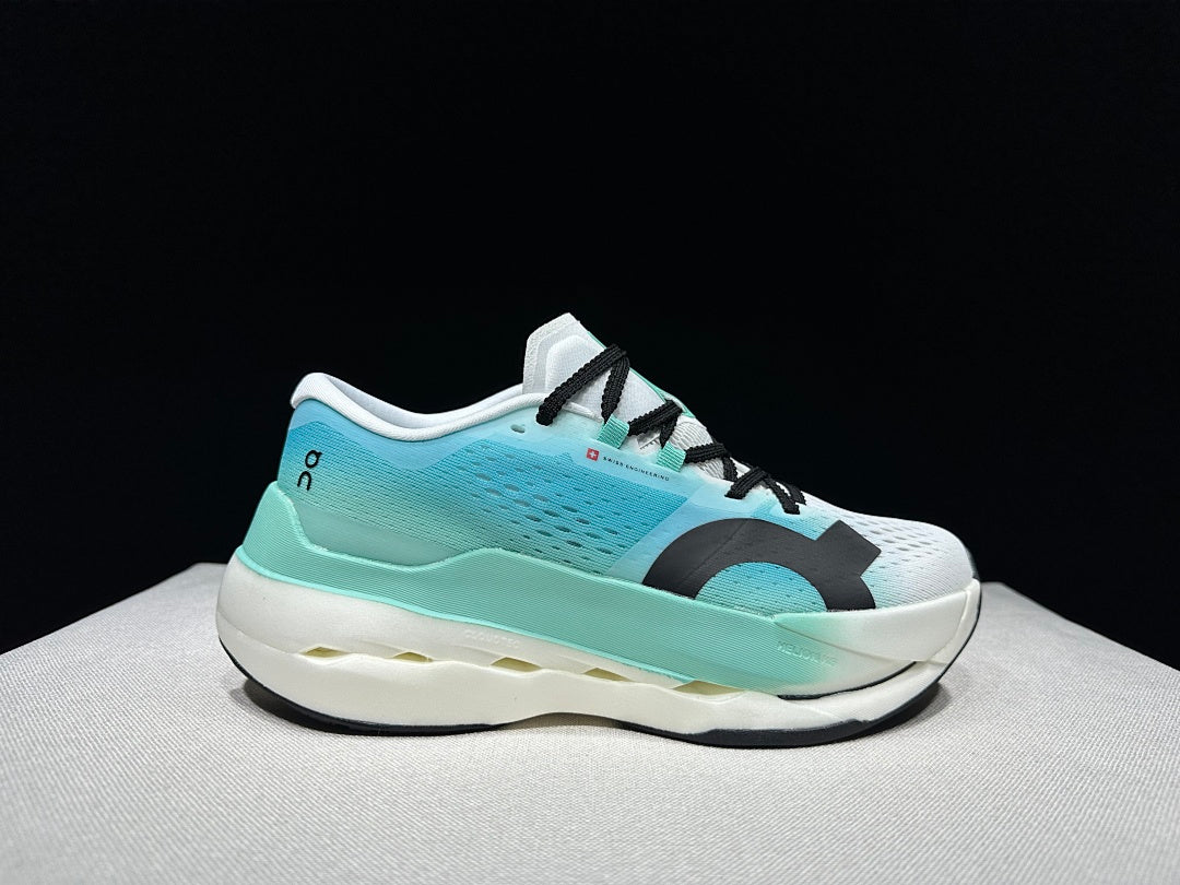 On Cloudboom Max Running Shoes, White and Light Blue
