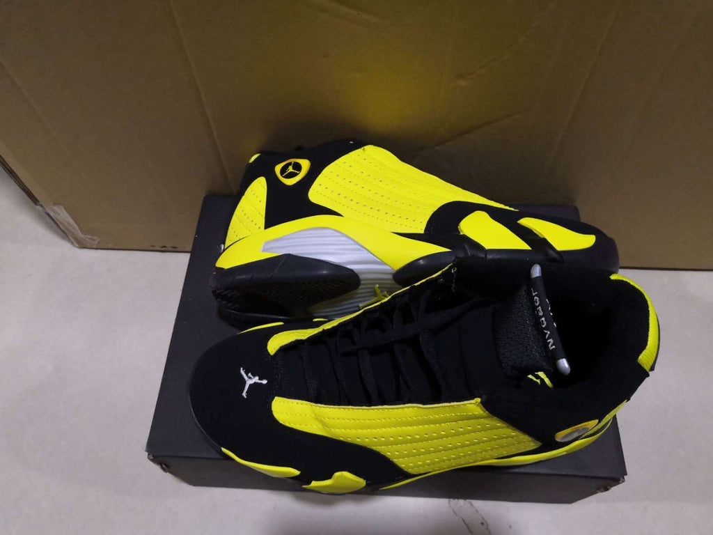 Jordan 14 Retro Black and Yellow High-Top Sneakers