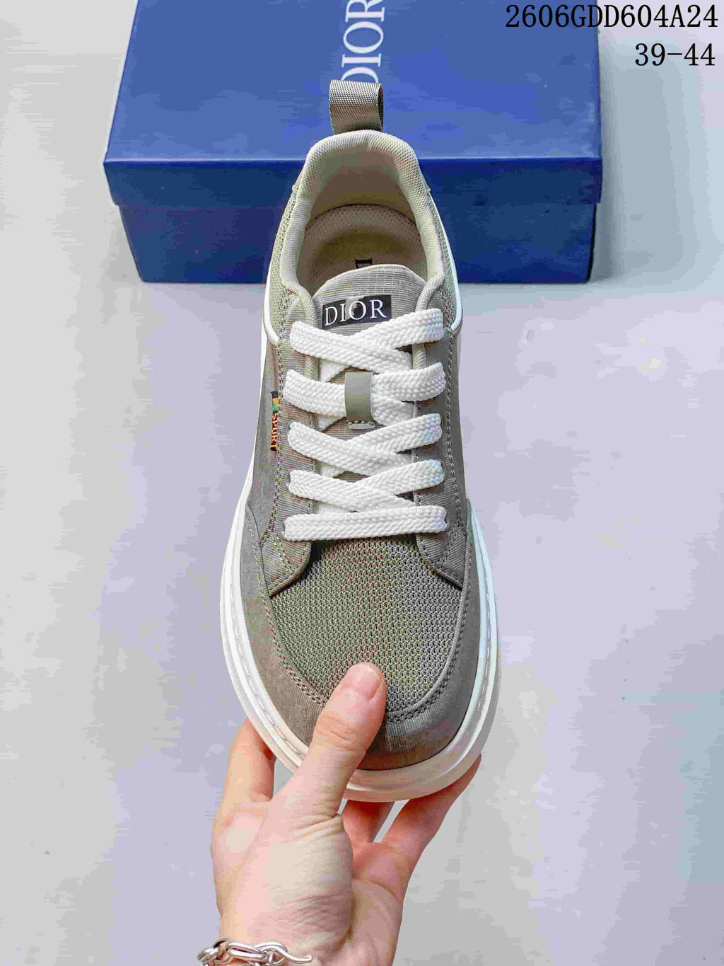 Dior Casual Lace-Up Sneakers in Gray Green