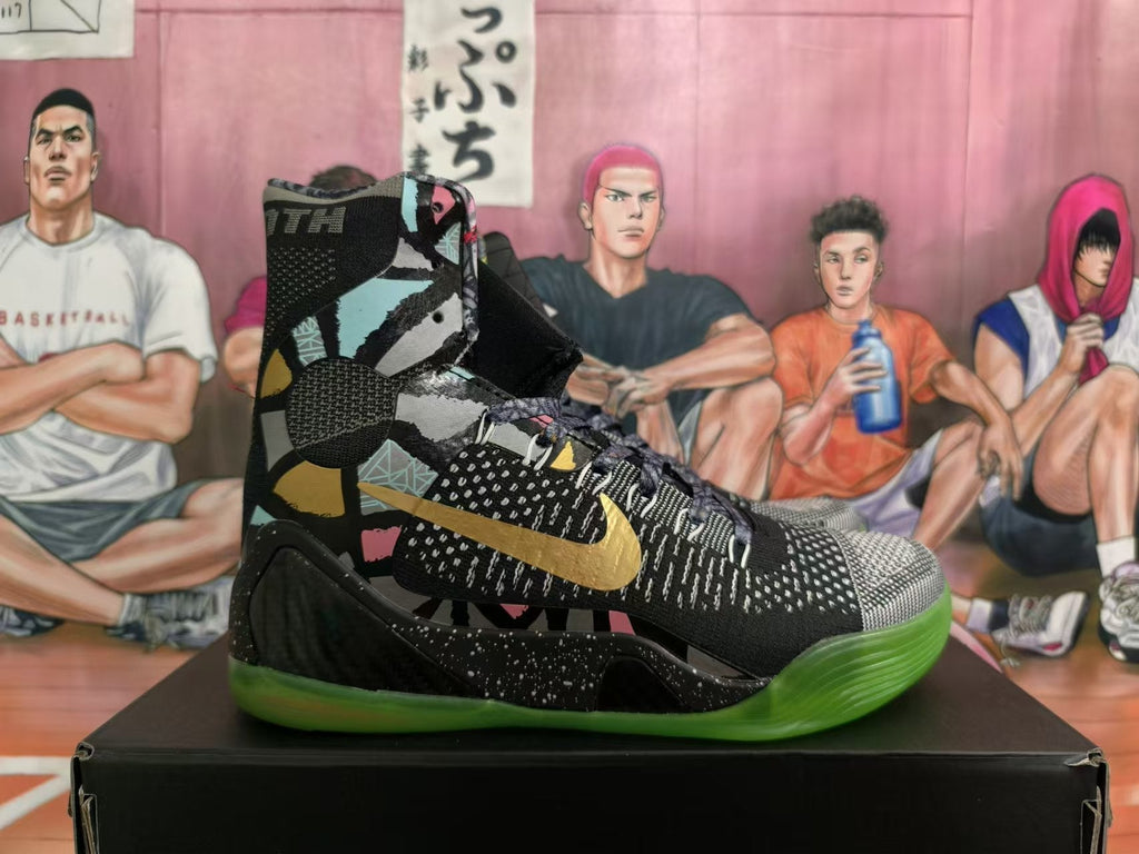 Nike Kobe 9 Elite High-Top Basketball Shoes, Black and Green