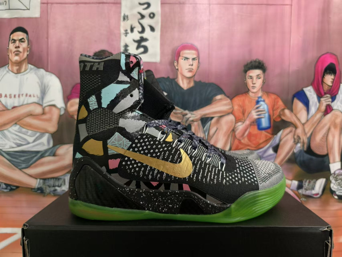 Nike Kobe 9 Elite High-Top Basketball Shoes, Black and Green