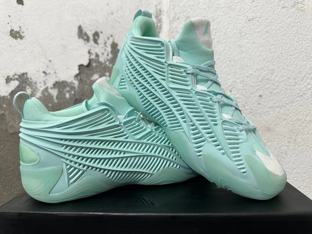 Mint Green Basketball Sneakers with Sculpted Side Cages
