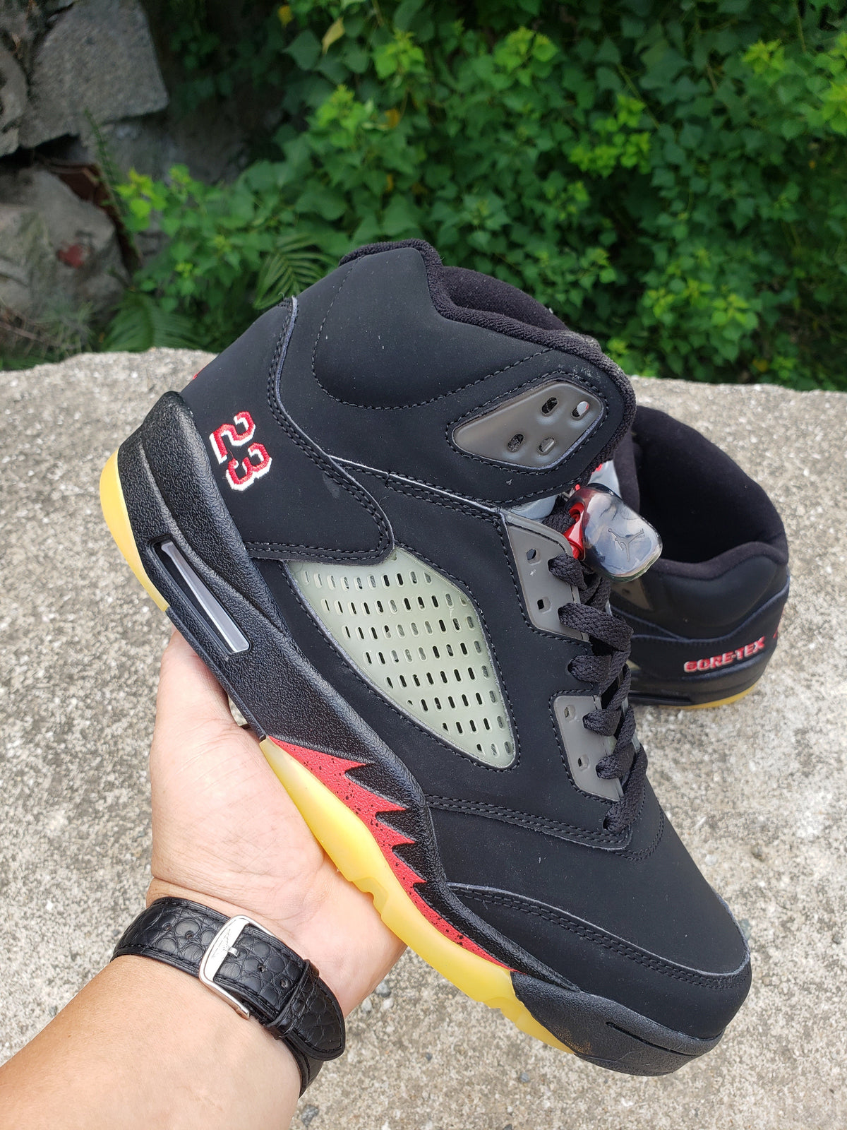 Jordan 5 GORE-TEX High-Top Sneakers, Black and Yellow