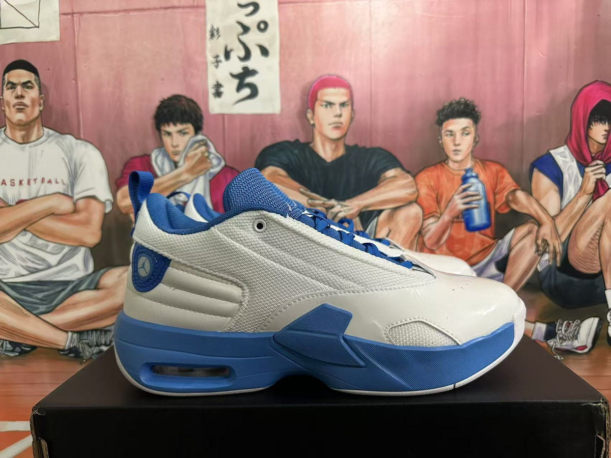 Jordan White and Blue Basketball Sneakers
