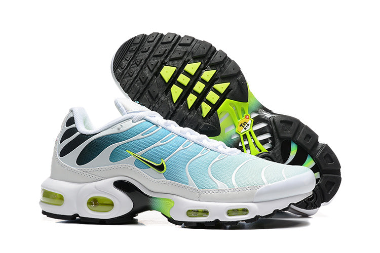 Nike Air Max Plus Sneakers in White, Aqua and Volt
