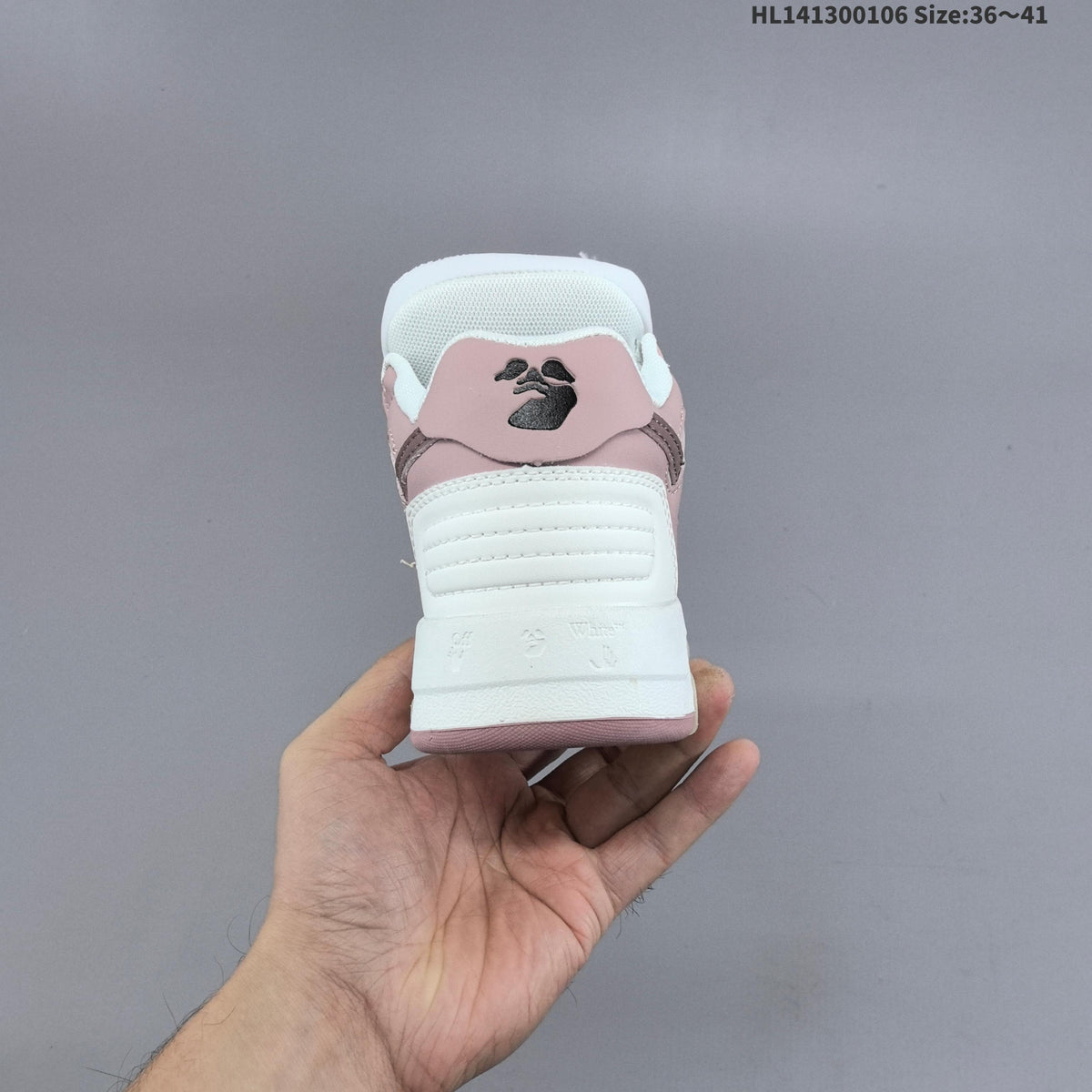 Off-White Low-Top Sneakers in White and Dusty Pink