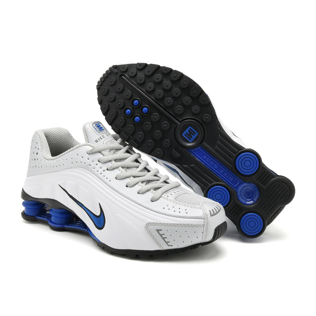 Nike Shox R4 White and Blue Sneakers