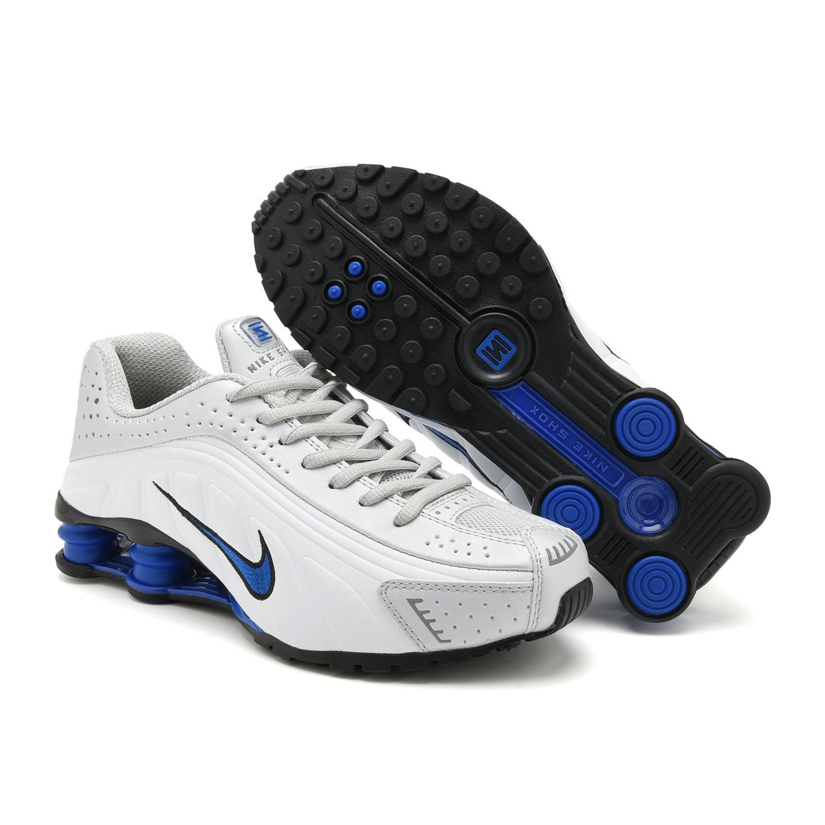 Nike Shox R4 White and Blue Sneakers