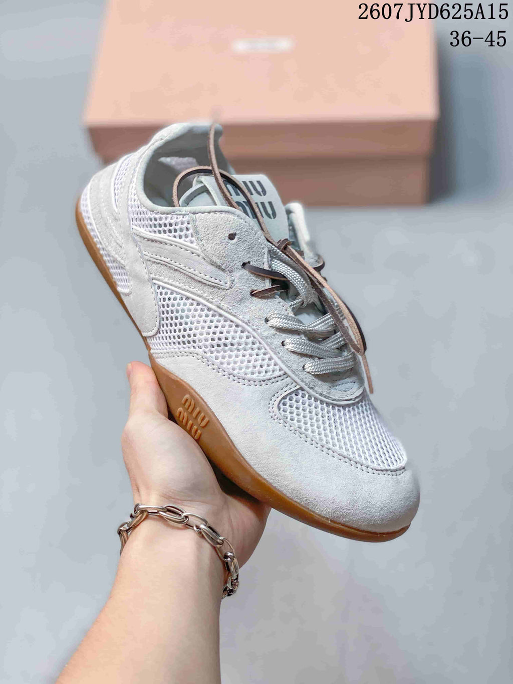 Miu Miu Gymnasium Low-Top Sneakers White Grey Gum Sole