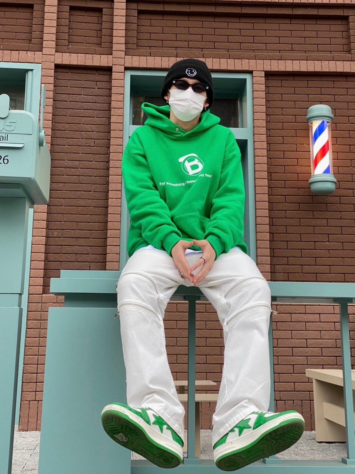 BAPE STA Low Sneakers in Green and White 1H70-191-001