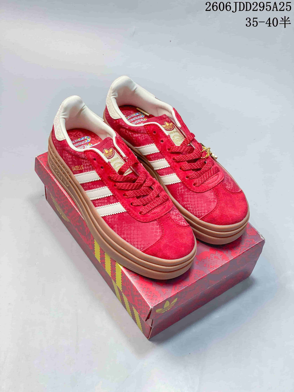 Adidas Gazelle Platform Sneakers Red and White