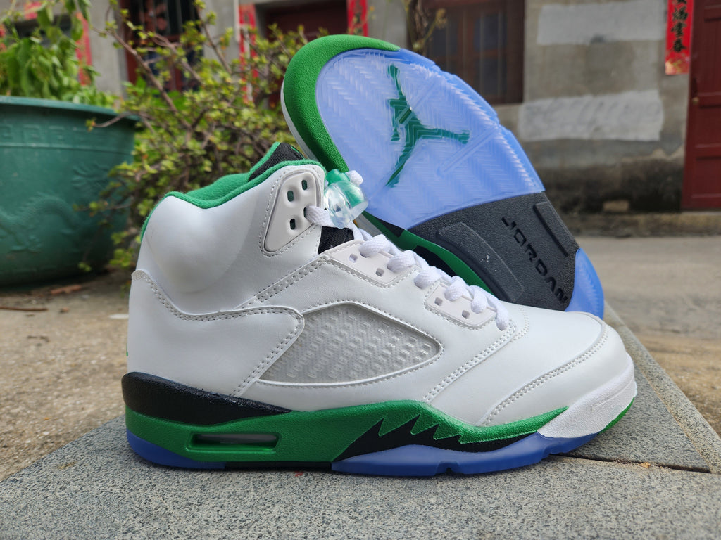 Jordan Air Jordan 5 White and Green High-Top Sneakers