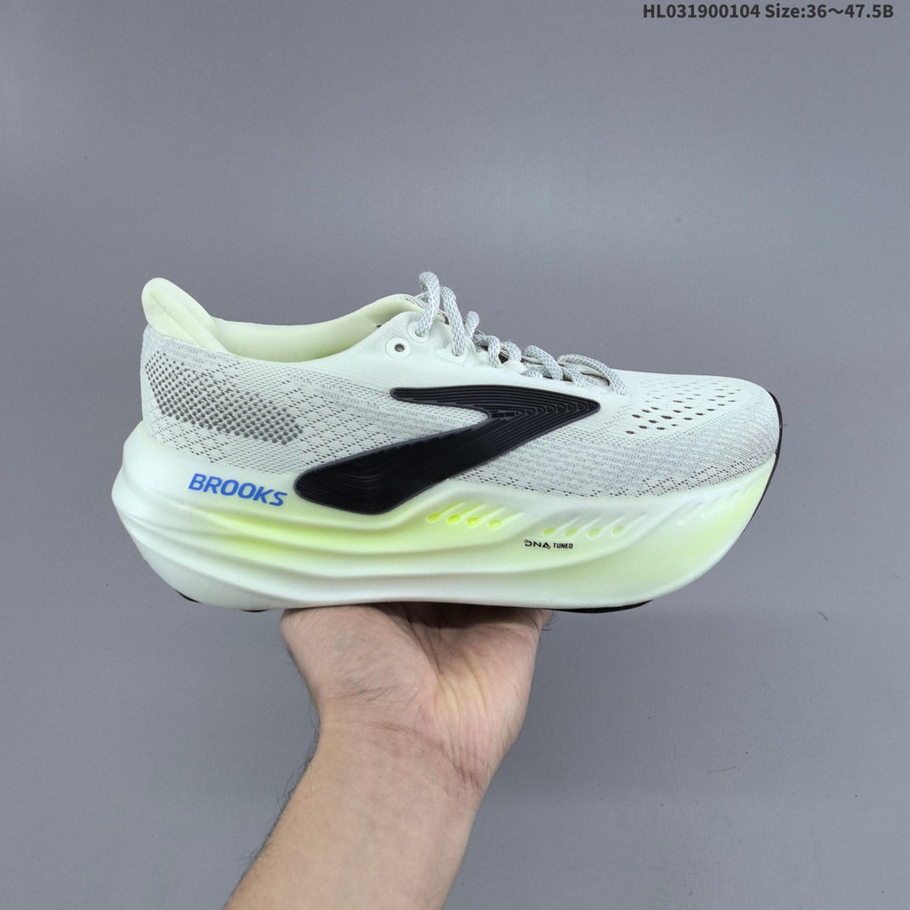Brooks Glycerin Max Running Shoes, White and Lime