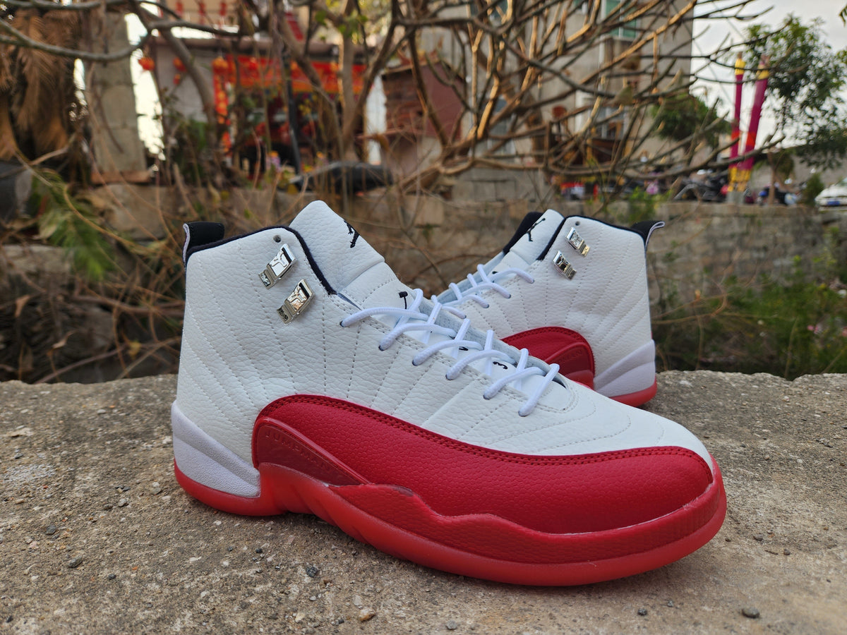 Jordan Air Jordan 12 White and Red High-Top Sneakers