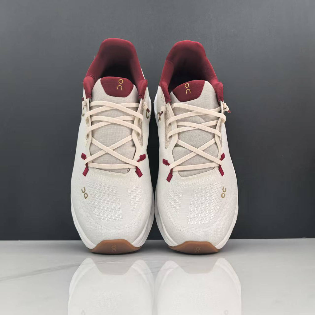 On Cloudmonster 2 Sneakers in Ivory and Burgundy