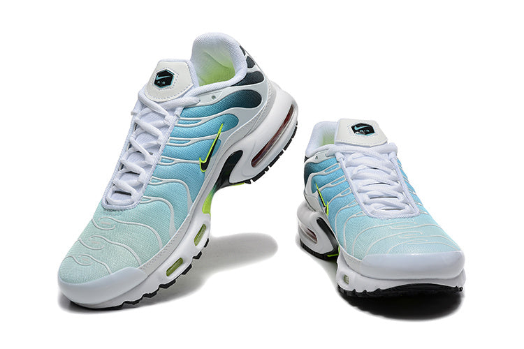 Nike Air Max Plus Sneakers in White, Aqua and Volt