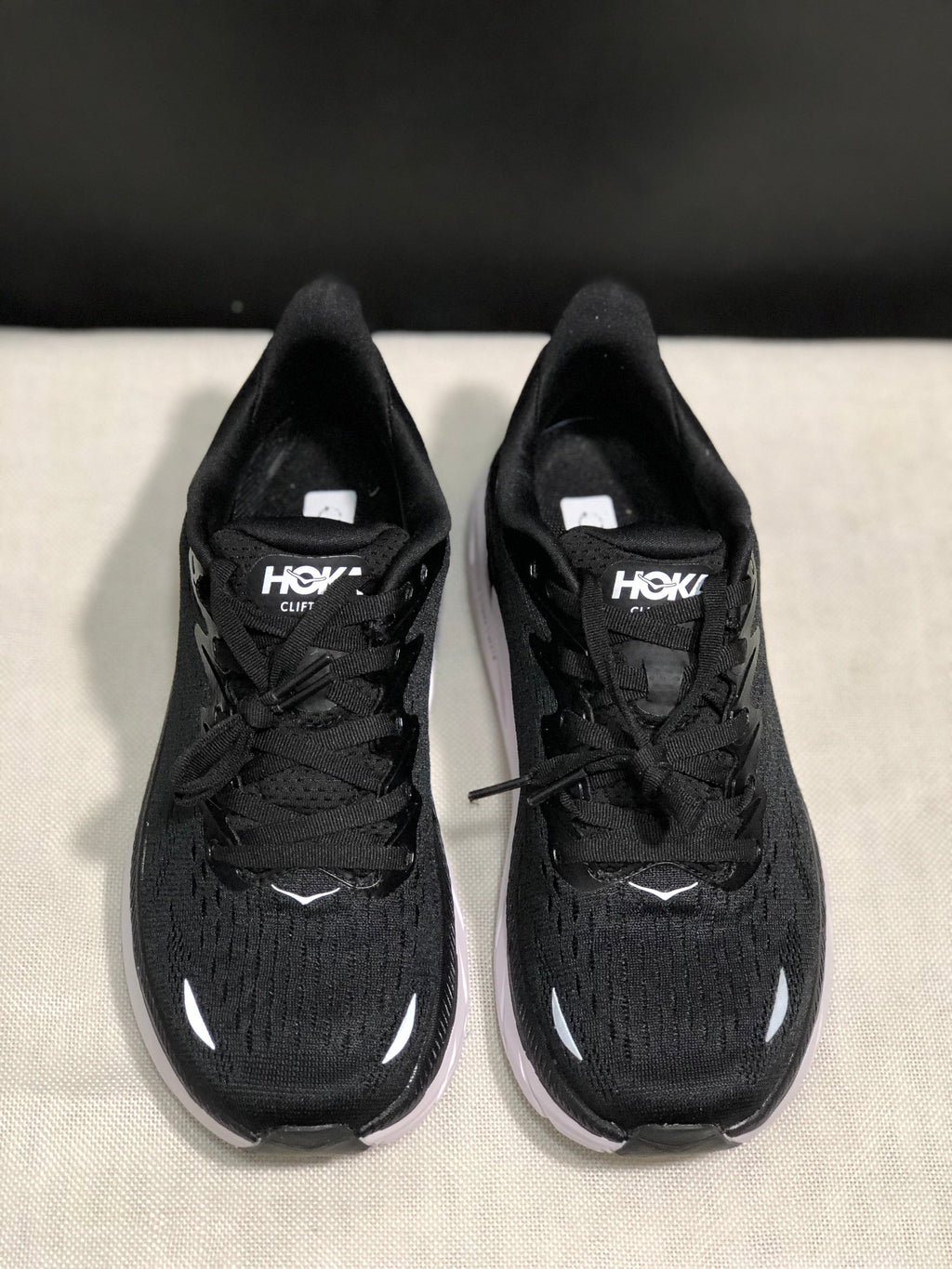 HOKA Clifton 8 Running Shoes, Black and White