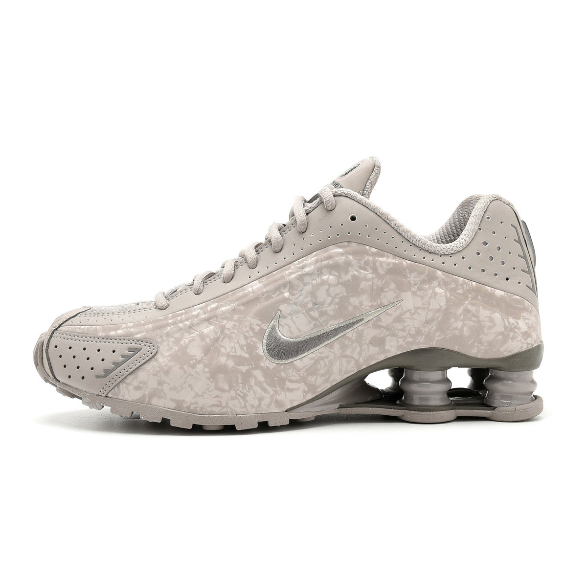 Nike Shox R4 Sneakers in Light Grey Embossed Style