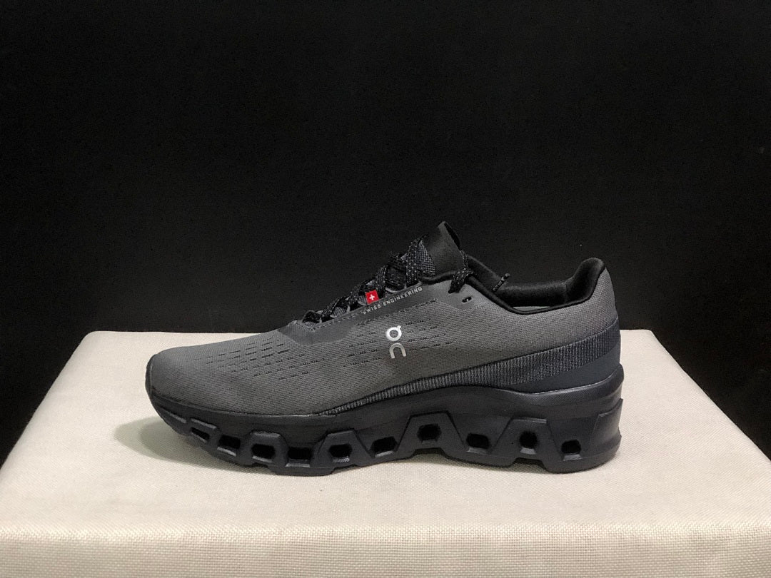 On Cloudmonster 2 Running Shoes in Gray and Black
