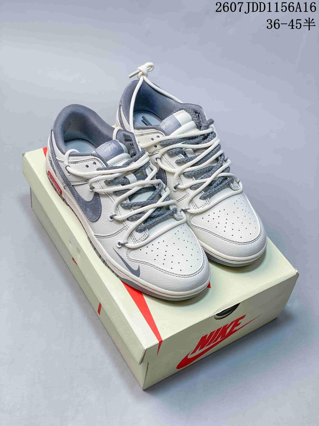 Nike SB Dunk Low Off-White and Gray Sneakers 2607JDD1156A16
