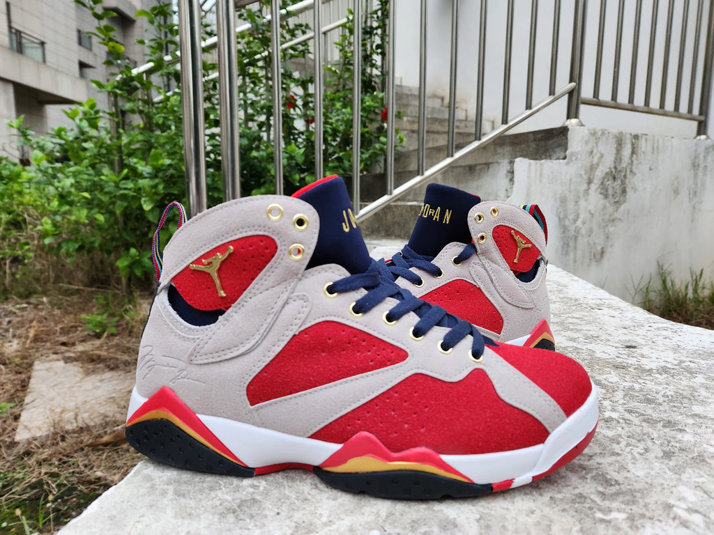 Trophy Room x Air Jordan 7 Sneakers in Grey, Red and Gold