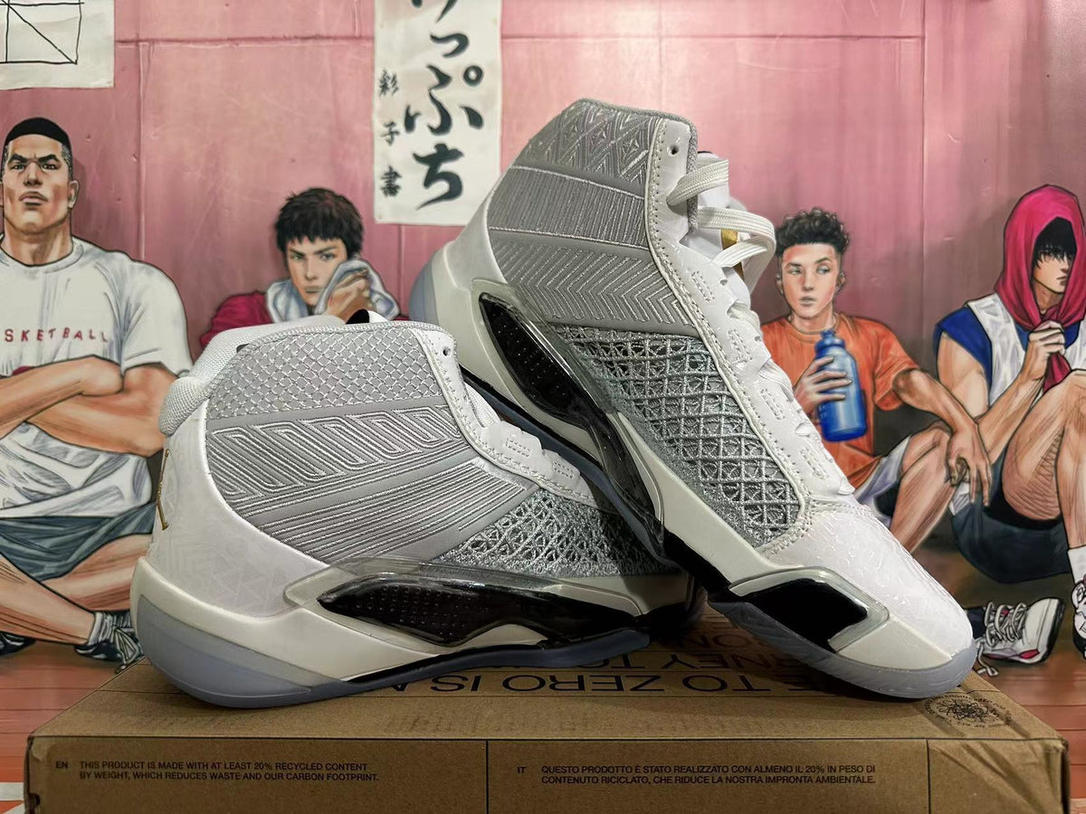 Jordan Luka 3 White and Metallic Silver Basketball Shoes