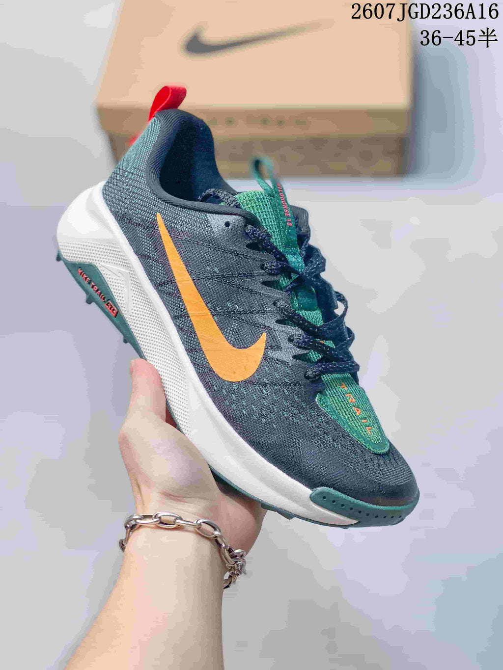 Nike ReactX Wildhorse 10 Trail Sneakers Dark Gray Orange