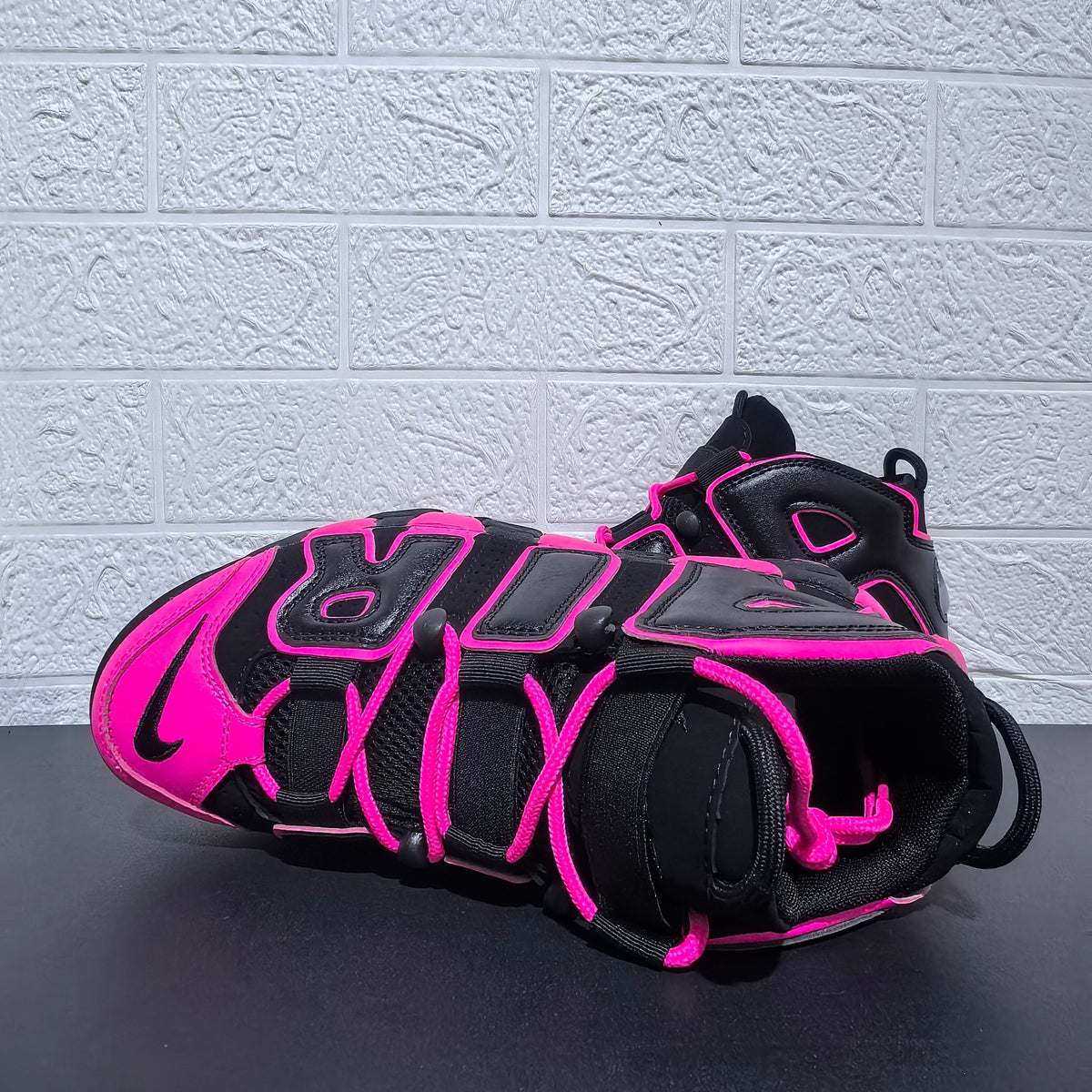 Nike Air More Uptempo Black and Pink Sneakers