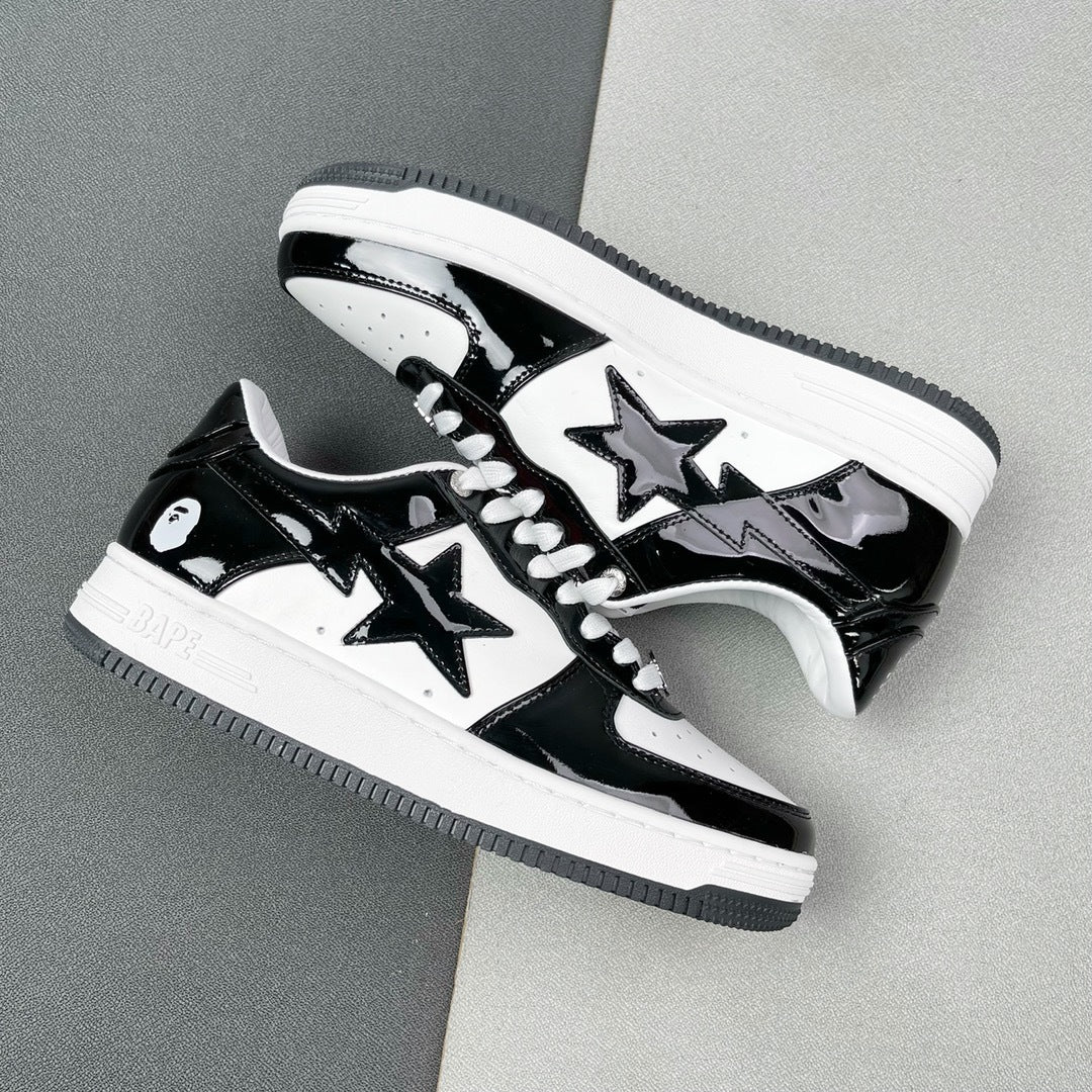 BAPE STA Low Black and White Sneakers 1H70-191-001