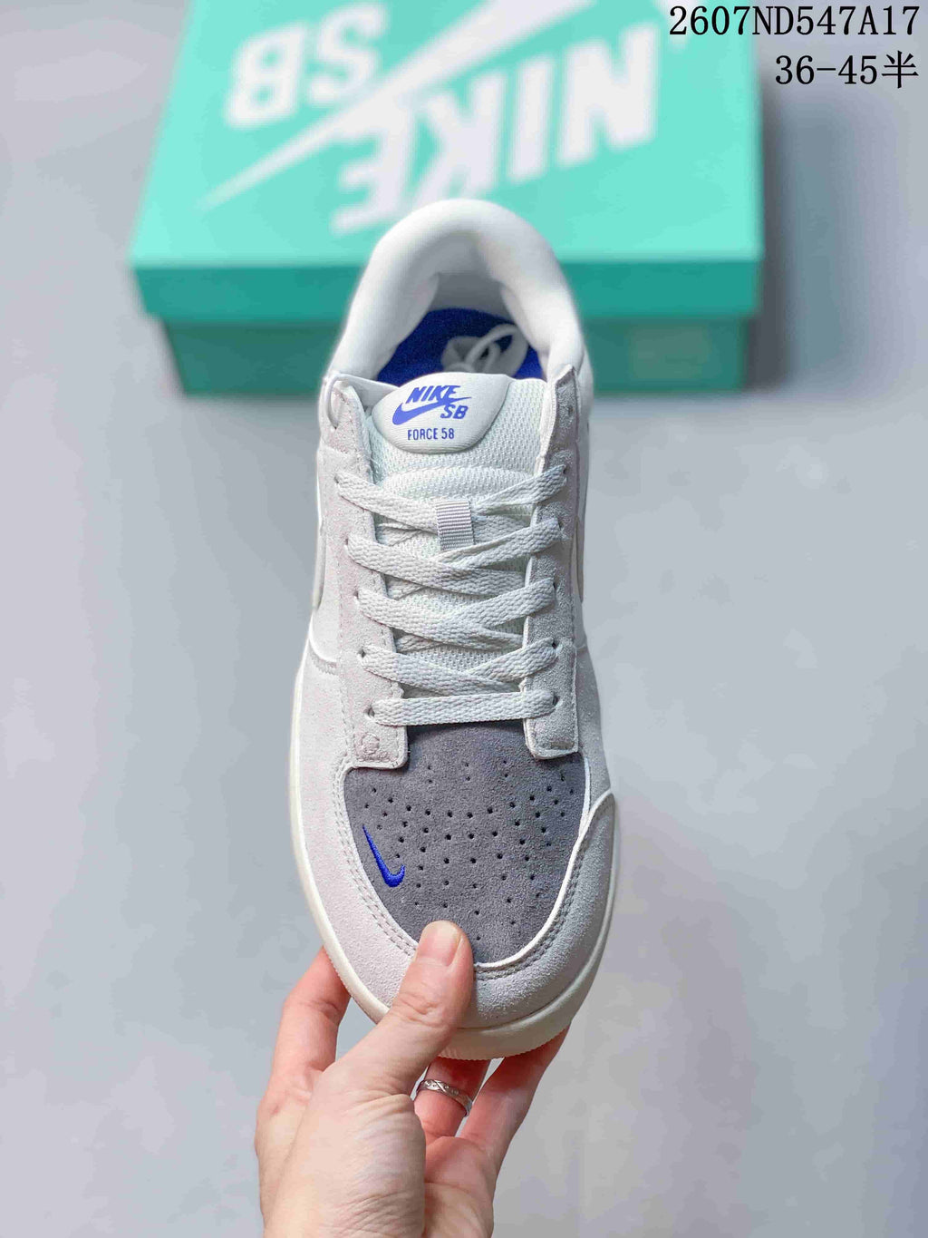 Nike SB Force 58 White Grey Blue Sneakers