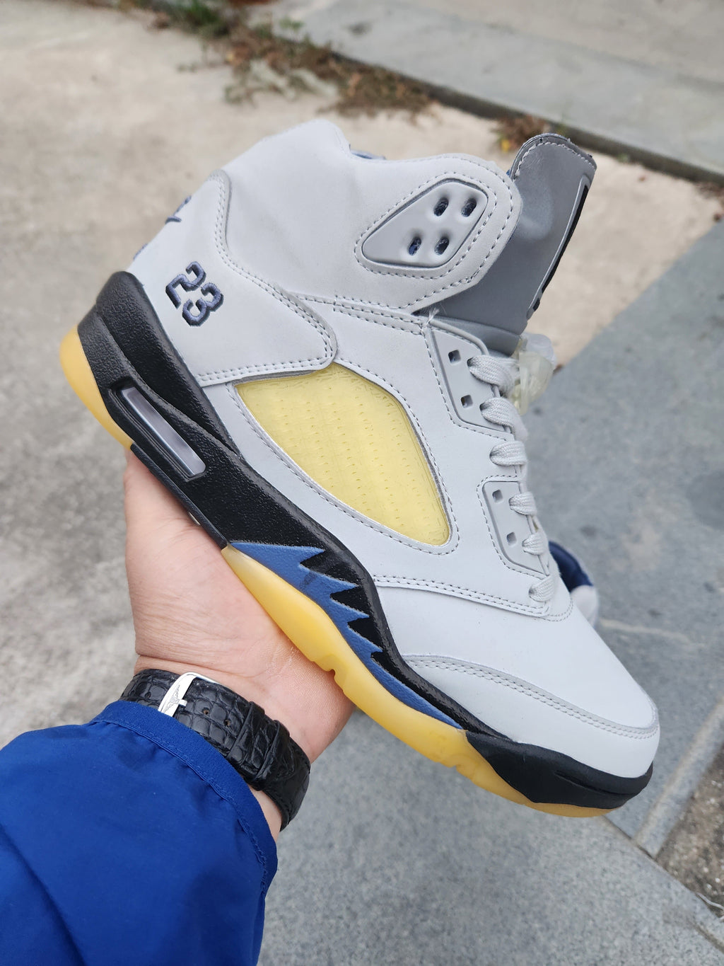 Air Jordan 5 High-Top Sneakers in Black and Yellow