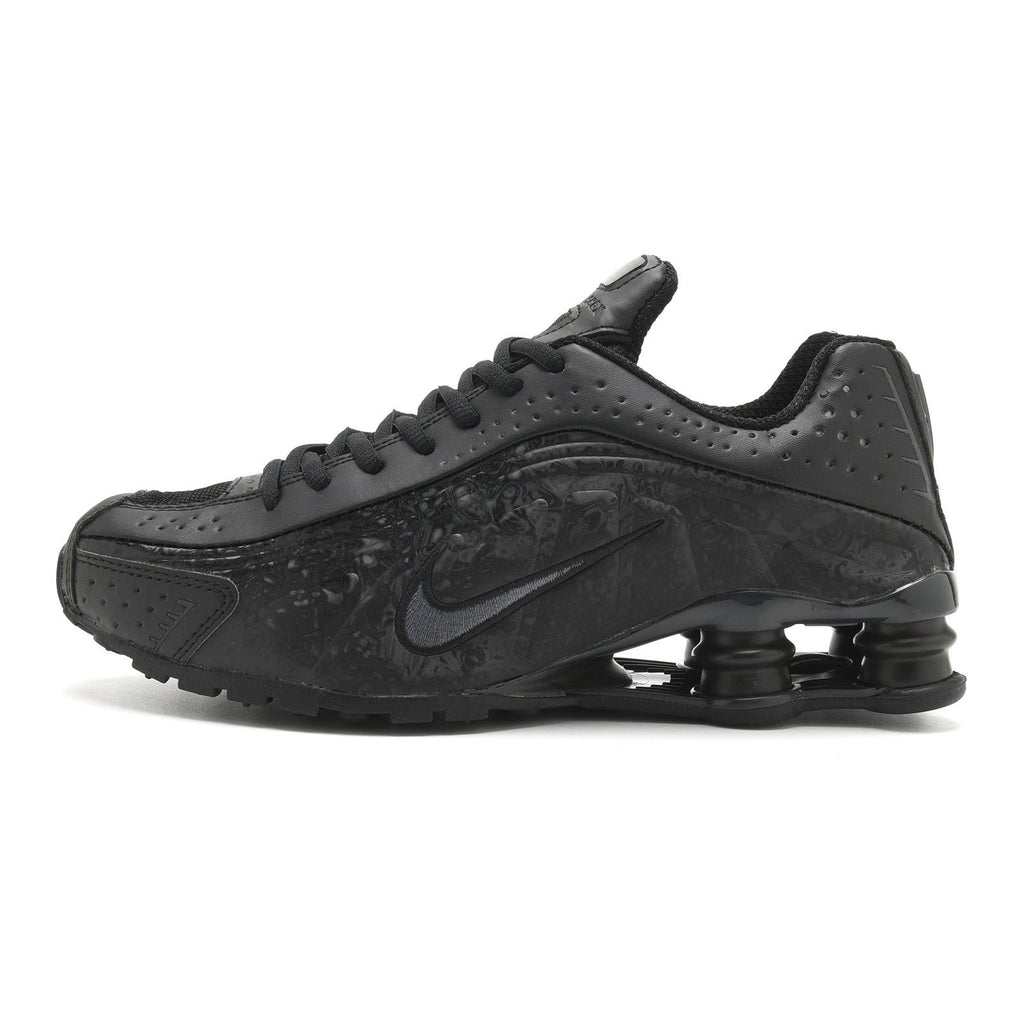 Nike Shox R4 All-Black Embossed Sneakers