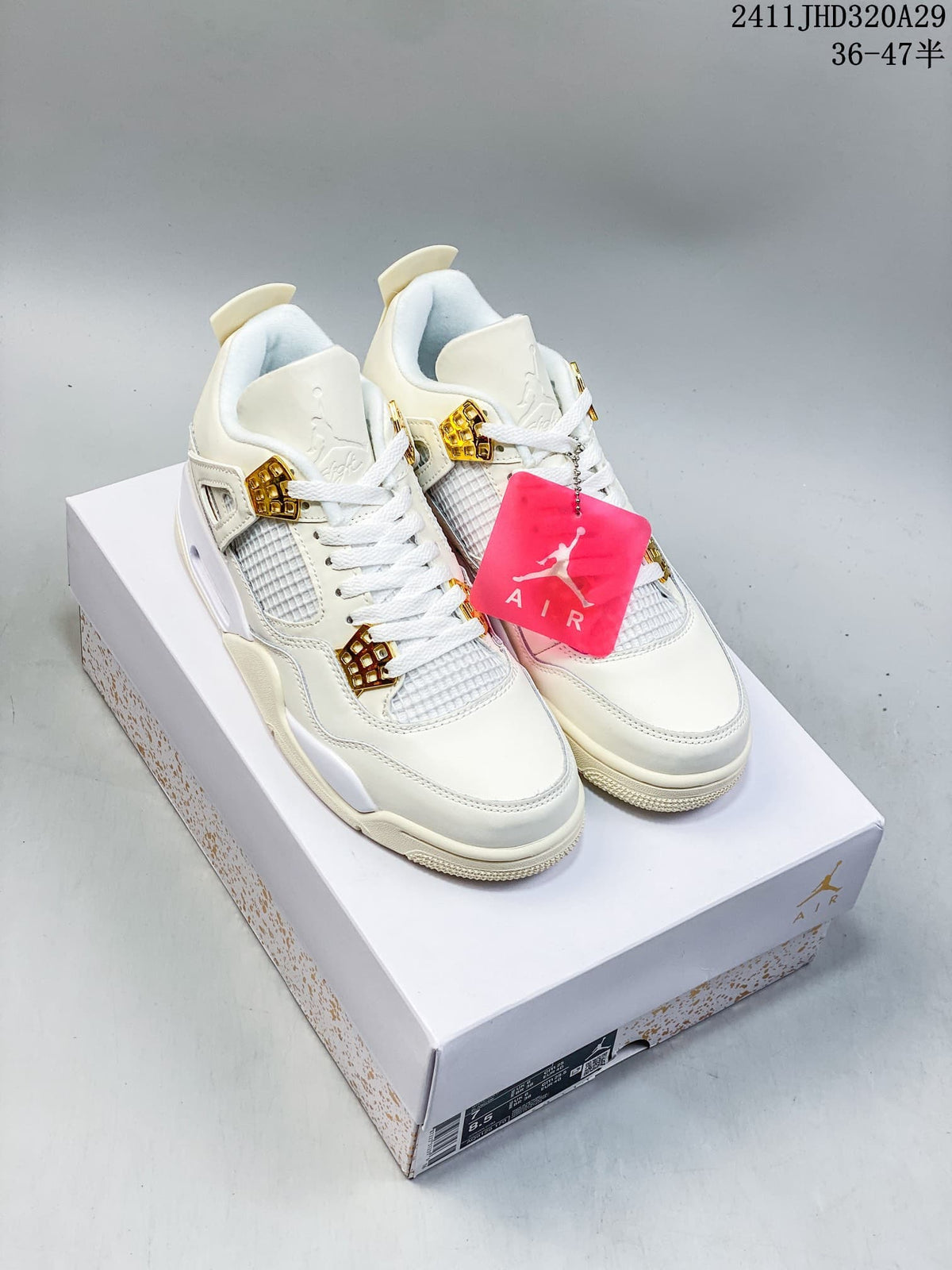 Nike Air Jordan 4 Retro White Gold Sneakers 2411JHD320A29