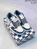 Air Jordan 1 Low OW-Style Sneakers in White, Black and Blue