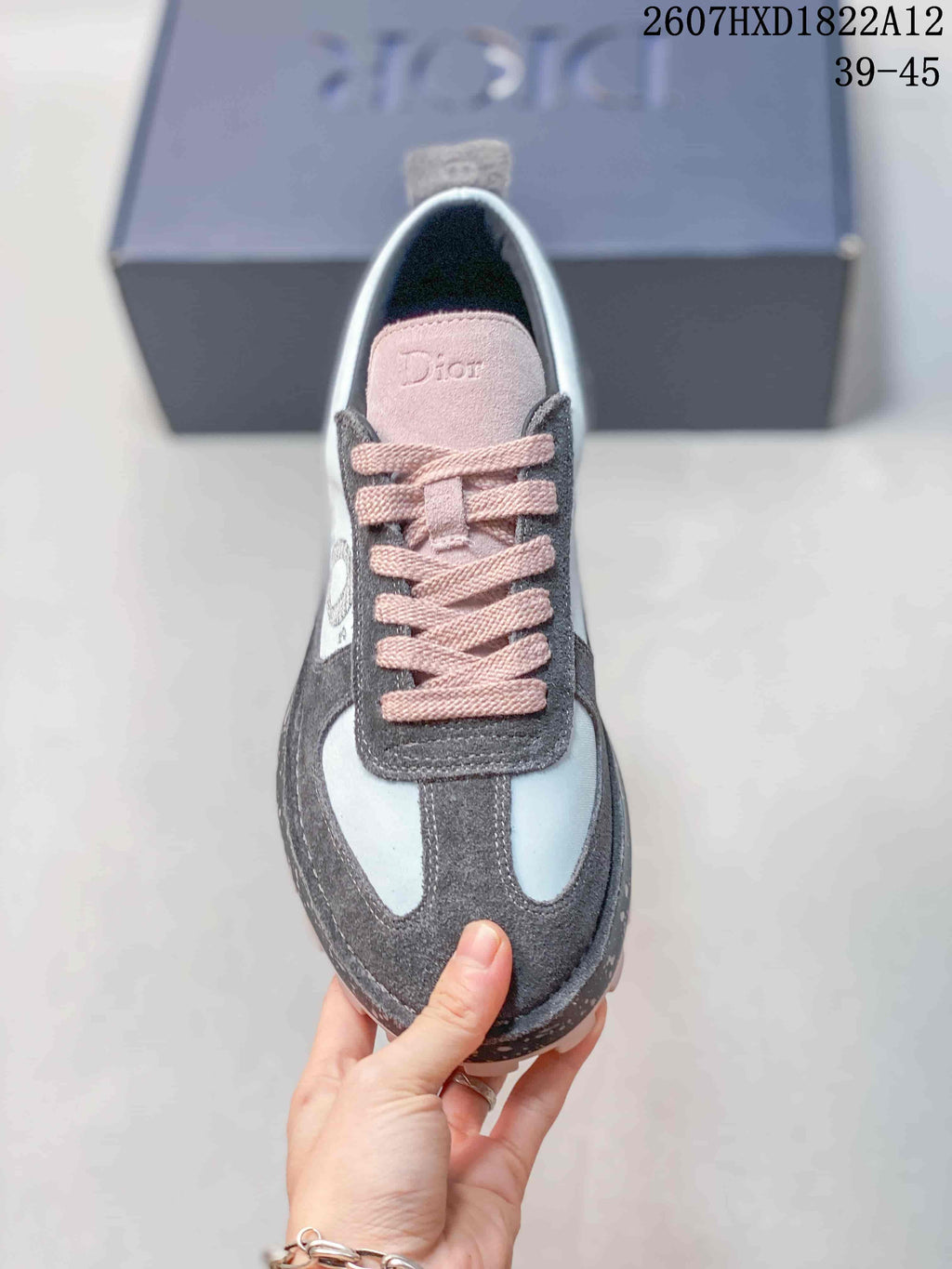 Dior Squash Suede Sneakers Gray White Pink 2607HXD1822A12