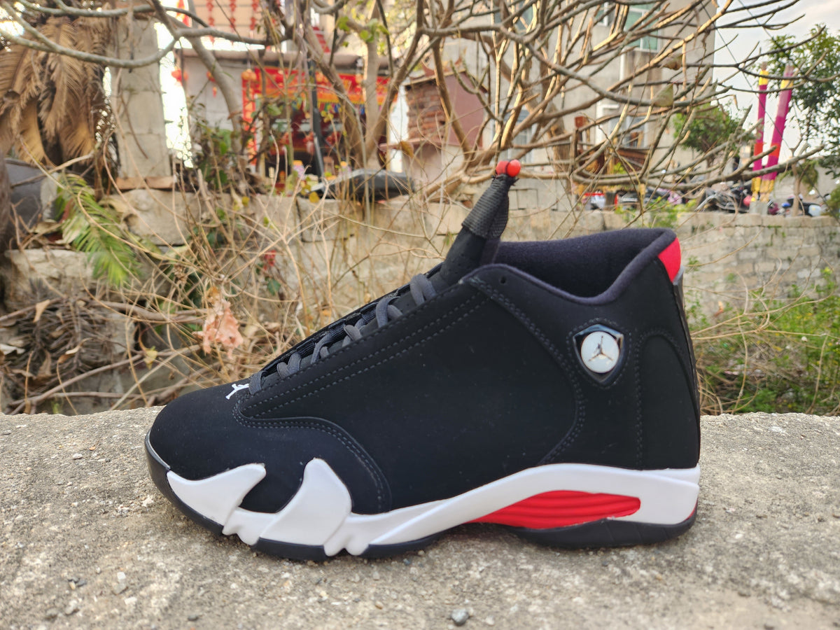 Jordan 14 Black, White and Red Basketball Sneakers