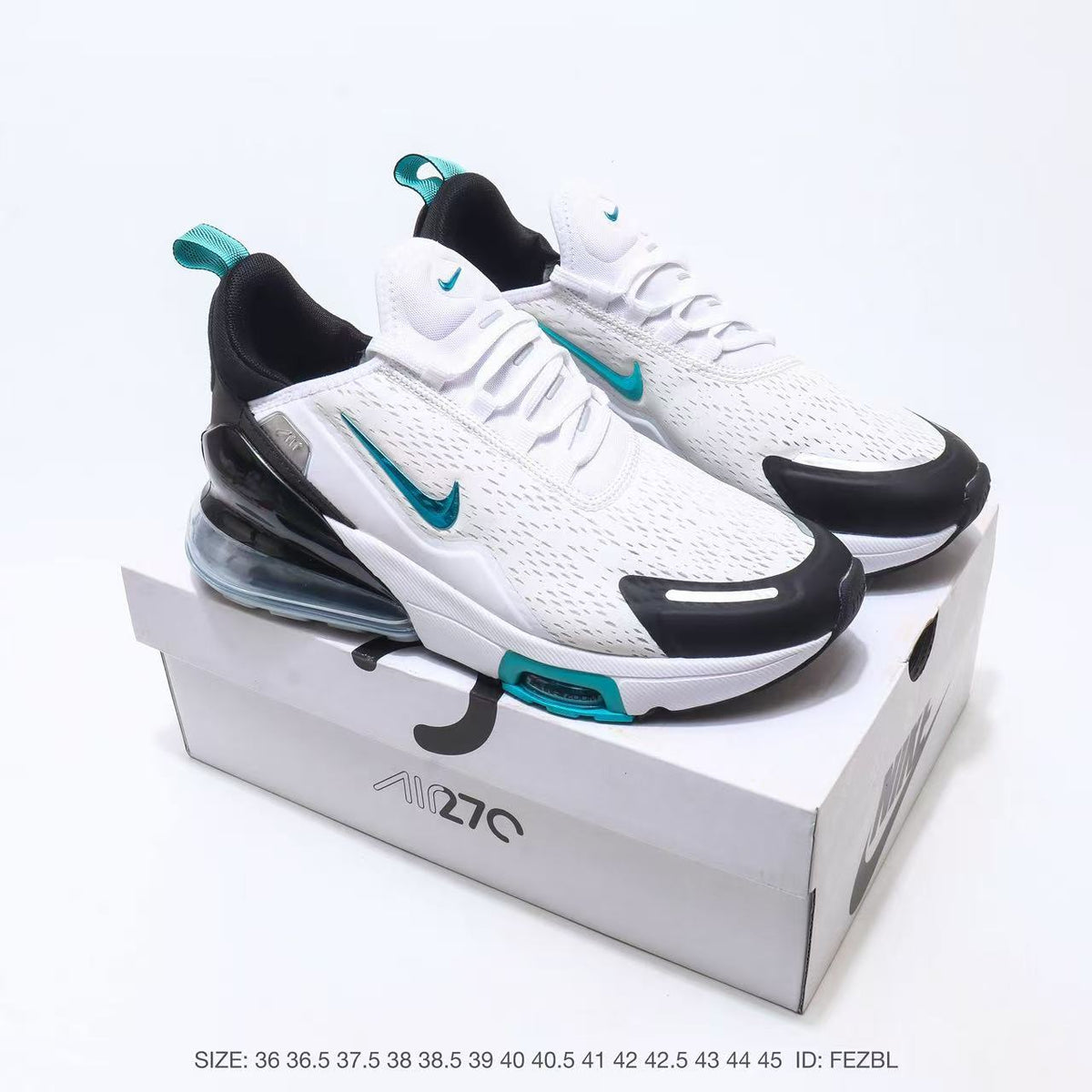 Nike Air Max 270 White Black Turquoise Sneakers IO9883-103