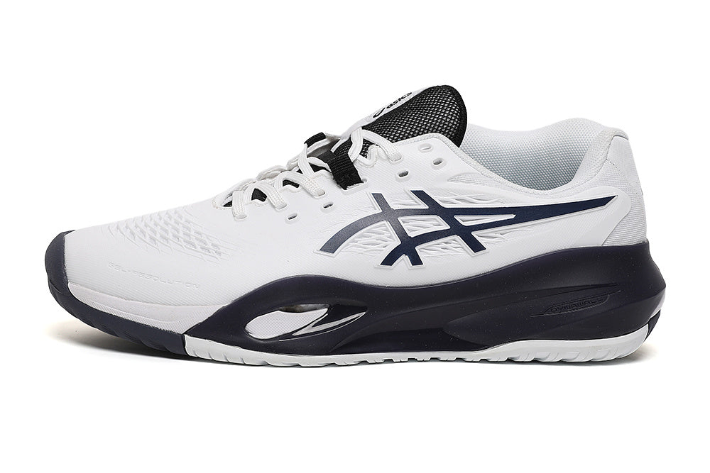 ASICS Gel-Resolution White and Navy Tennis Shoes