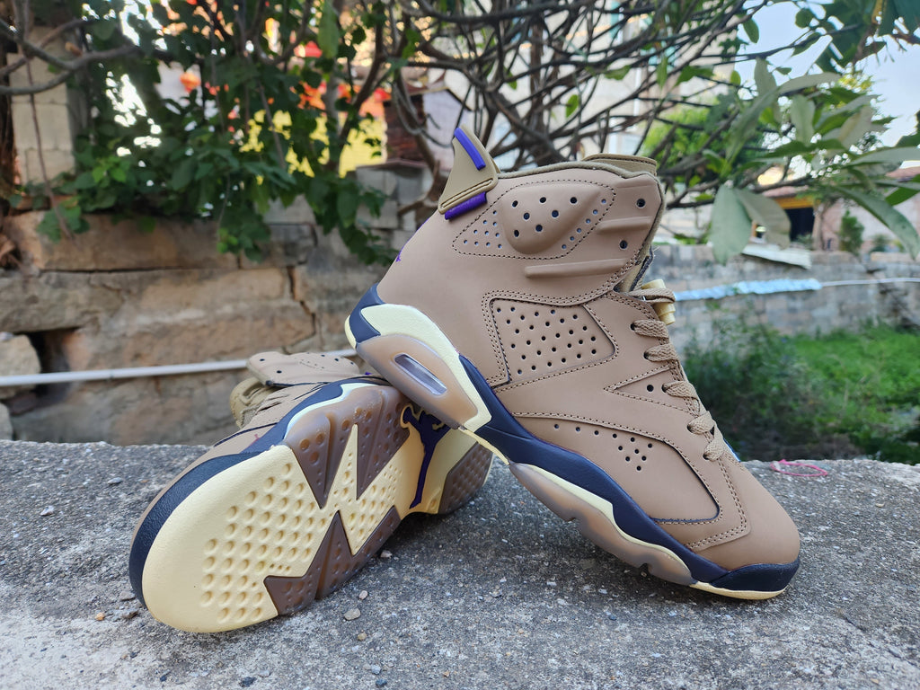Air Jordan 6 High-Top Sneakers in Brown and Purple