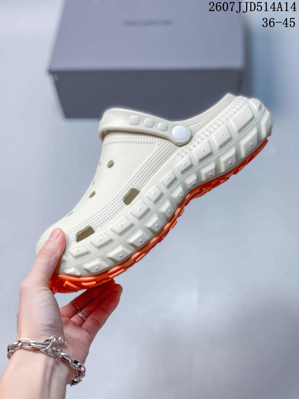 Balenciaga Tire Clog Sandals Off-White Orange 2607JJD514A14