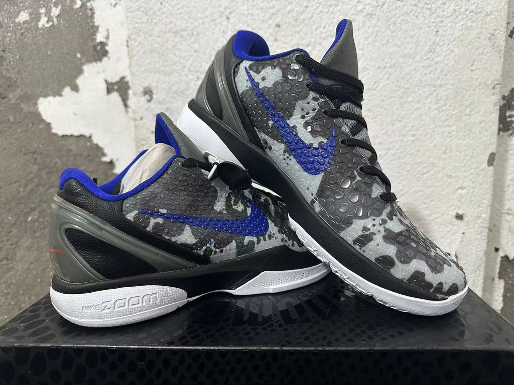 Nike Kobe 6 Protro Basketball Shoes, Gray Camo and Blue