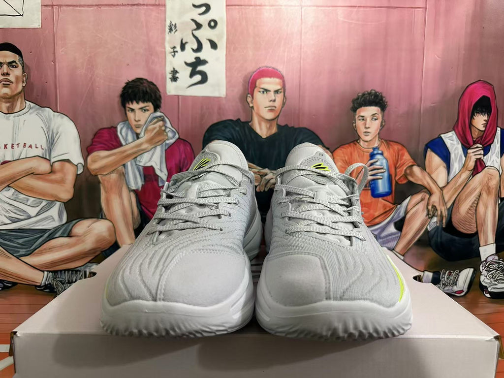 Basketball Shoes in Gray, Black and Neon Yellow
