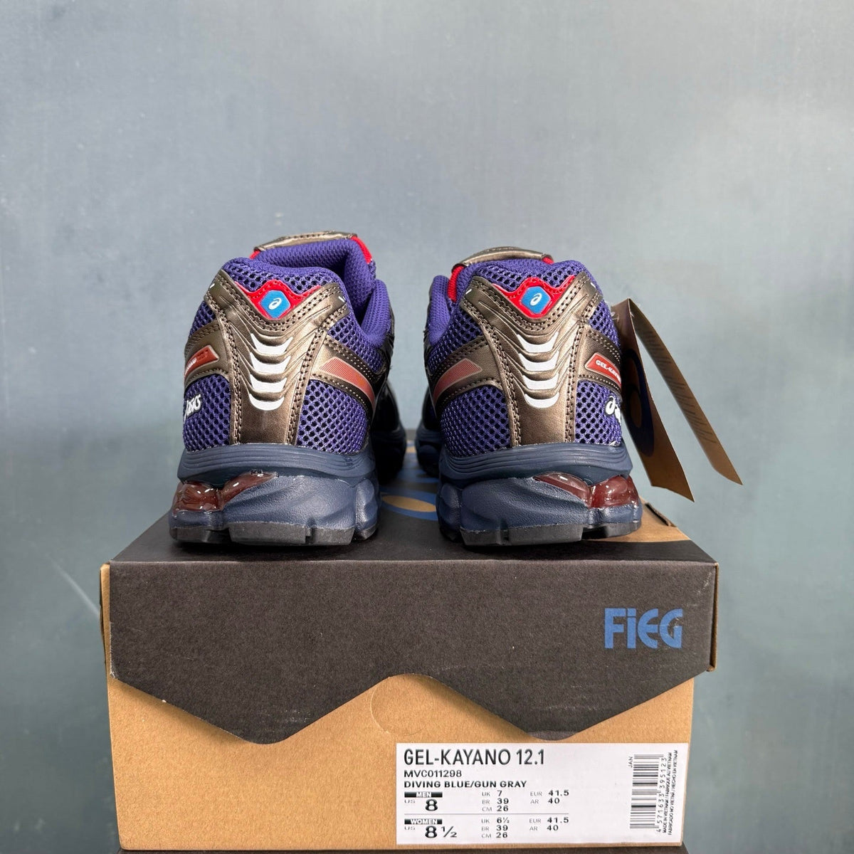 ASICS GEL-KAYANO 12.1 Blue and Gunmetal Sneakers